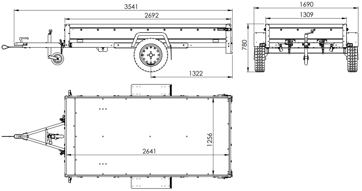 Trailerwald Garden Trailer 264 KIPP – Anhänger 2641×1256 mm, 750 kg zGG