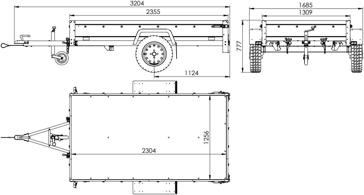 Trailerwald Garden Trailer 230 Kipp 750 kg – mit Stützrad und 110 cm Hochplane
