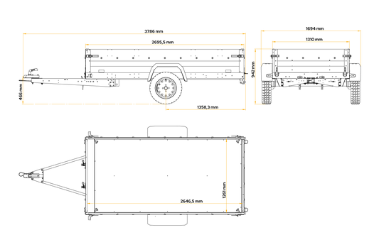 Trailerwald Force 264 KIPP – Anhänger 2647×1260 mm, 750 kg zGG
