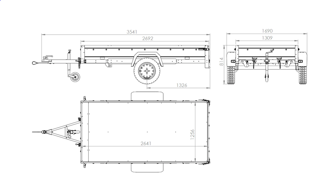 Trailerwald Garden 264/R KIPP – Anhänger 2641×1256 mm, 750 kg zGG